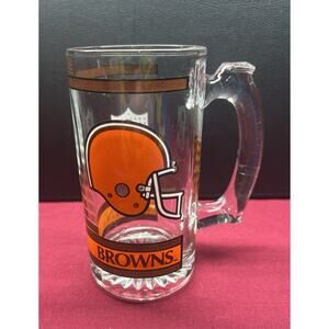 Vintage Heavy Glass Beer Mug Cleveland Browns NFL Football‎ 12 oz.